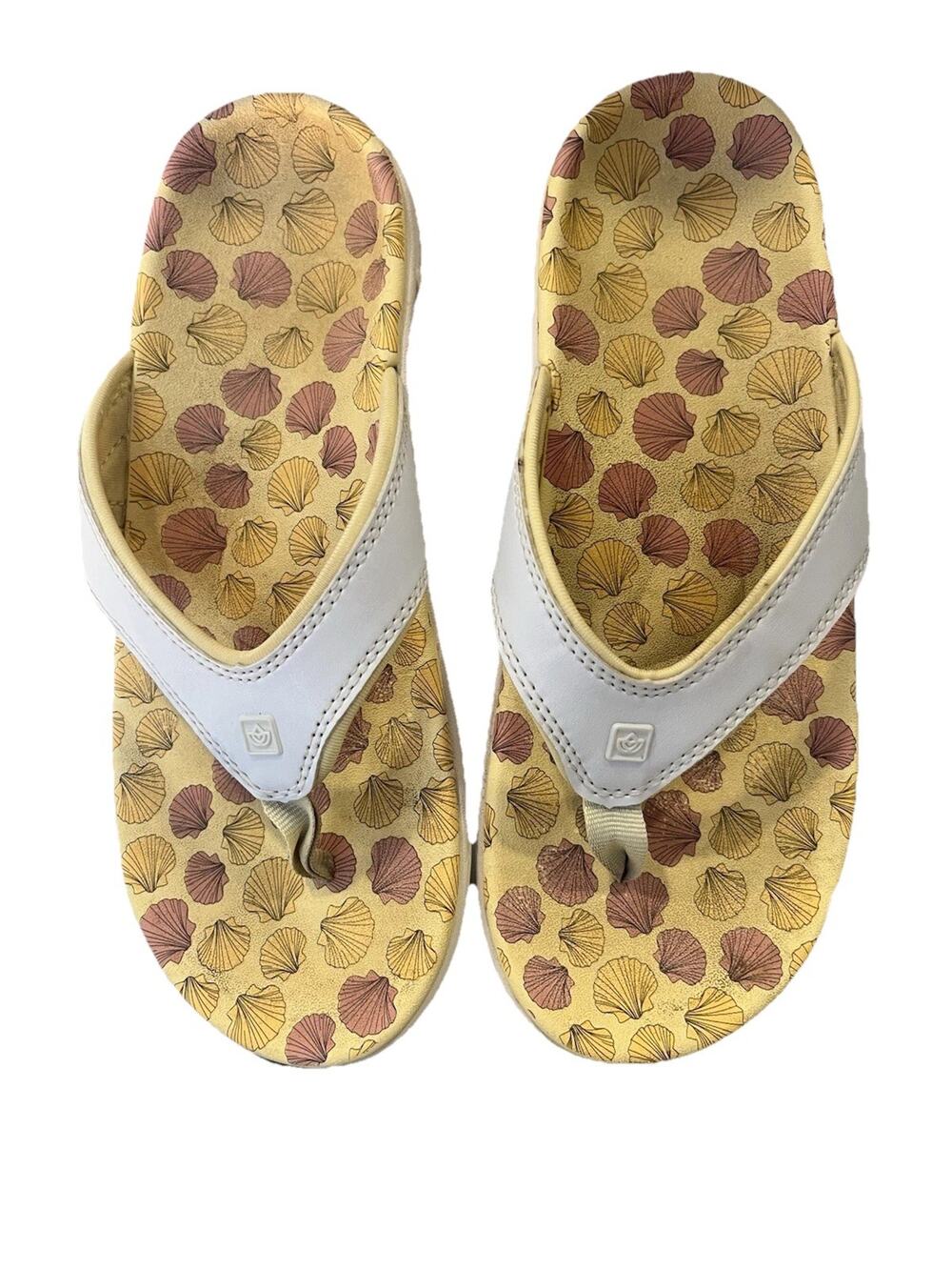 Spenco Womens Yumi Ocean Shell Sandal Size US 8B White Yellow